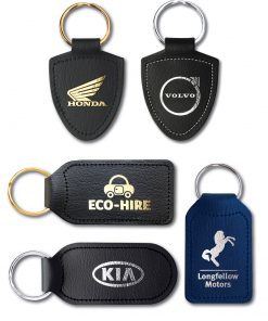 Foil Blocked Recycled Bonded Leather Keyfobs